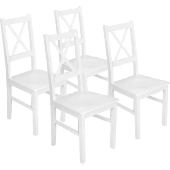 Jídelní židle Sada 4x dřevěná židle NIL10D Bílá