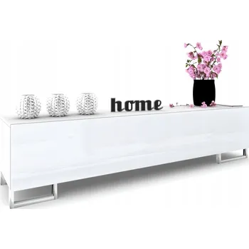 Komoda TV stolek / Komoda do obývacího pokoje Simply Bílý Lesk, Stříbrné Kovové Nohy, 140 cm