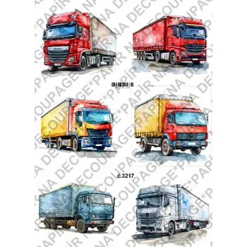 Umělecký papír Rýžový a soft papír na decoupage - Kamion - KB3217 Materiál: Soft, Rozměr: A4