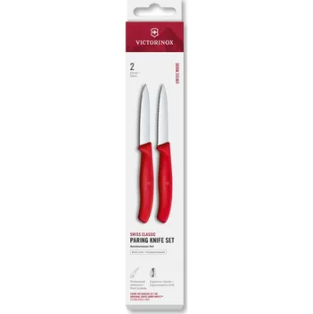 Kuchyňský nůž Sada nožů na loupání Victorinox Swiss Classic 2 ks 8 cm rovné/vroubkované špičaté ostří červené