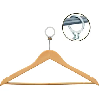 Věšák UNICATO Dřevěný věšák s kroužkem proti krádeži 5 kusů NATURAL