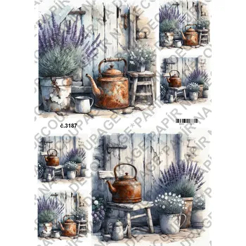 Umělecký papír Rýžový a soft papír na decoupage - Zápraží vintage - KB3187 Materiál: Soft, Rozměr: A4