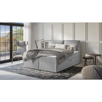 Postel Boxspring postel s úložným prostorem,matrací a topperem 160x200 Jake Barva: Šedá
