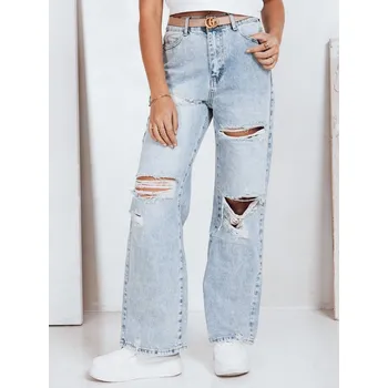 Dámské džíny Dámské široké džíny s přetrháními DStreet bílá | světle modrá 3430072