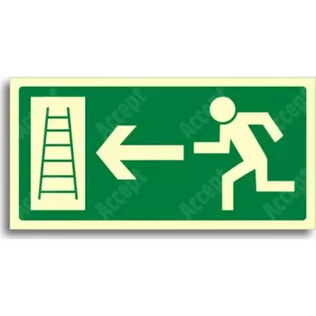 Únikové a protipožární fotoluminiscenční značení ÚNIKOVÝ ŽEBŘÍK VLEVO - tabulka 20x10cm