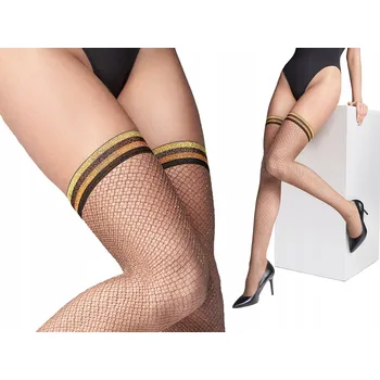 Dámské punčochy Lesklé samodržící punčochy kabaretky Coco S12