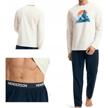 Pánské pyžamo Pánské pyžamo Loji Henderson | krémové, tmavě modré M