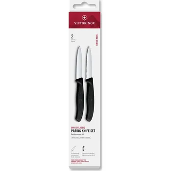 Kuchyňský nůž Sada nožů na loupání Victorinox Swiss Classic 2 ks 8 cm rovné/vroubkované špičaté ostří černá