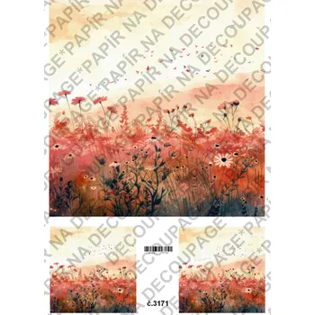 Umělecký papír Rýžový a soft papír na decoupage - Květinový - KB3171 Materiál: Soft, Rozměr: A4