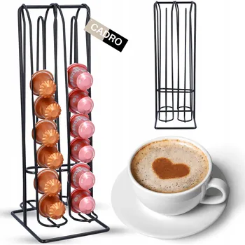 Stojan na kapsle Otočný stojan na kapsle Nespresso, černý kovový zásobník na 32 kapslí