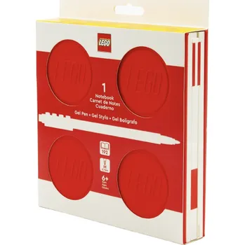 Zápisník LEGO Zápisník s gelovým perem jako klipem a náhradní náplní - červený