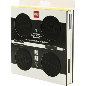 Zápisník LEGO Zápisník s gelovým perem jako klipem a náhradní náplní - černý