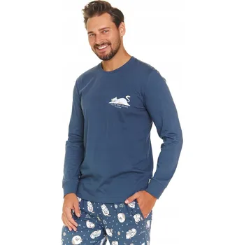 Pánské pyžamo Doctor Nap pánské pyžamo PMB.7112.DEEP_BLUE.XXL.01 s dlouhým rukávem, velikost XXL