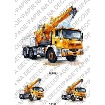 Umělecký papír Rýžový a soft papír na decoupage - Stavební stroje - KB3153 Materiál: Soft, Rozměr: A4