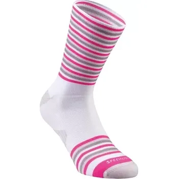 Pánské ponožky Ponožky Specialized pánské FULL STRIPE SUMMER SOCK WHITE/LIGHT GREY/NEON PINK , velikost M