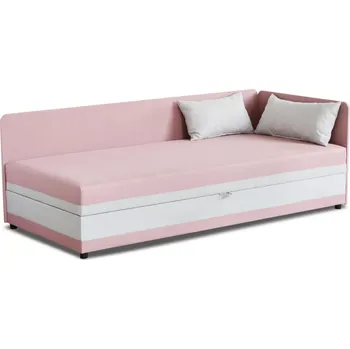 Postel Jednolůžková postel s boxem Hirek 90x200 Růžová/Šedá