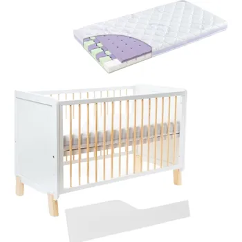 Dětská postýlka NANNA Postýlka Niko 120 x 60 cm White/Natural + Träumeland Butterfly 60x120 cm