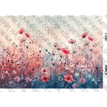 Výtvarný papír Rýžový a soft papír na decoupage - Květinový - KB3163 Materiál: Rýžový papír, Rozměr: A4