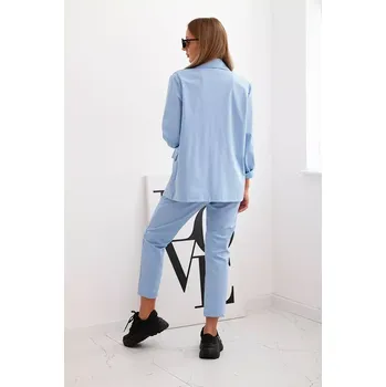 Kesi Włoski Dámská souprava Punto elegantní sako a kalhoty modrý Kesi Włoski černá | bílá | světle modrá 3393086