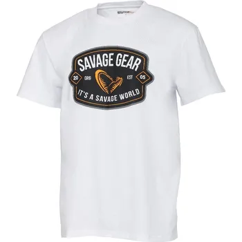 Rybářské oblečení Savage Gear Tričko Badge Logo Tee White - XL