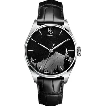 Hodinky Biatec Dark Sky - edice Kriváň - Černý kožený řemínek z pravého aligátora + 5 let záruka a dárek ZDARMA