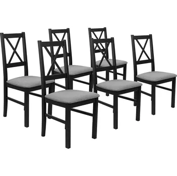 Jídelní židle Sada 6x dřevěná židle NIL10 Černá