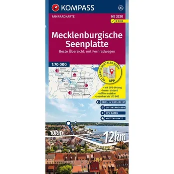 KOMPASS Fahrradkarte 3320 Mecklenburgische Seenplatte mit Knotenpunkten 1:70.000