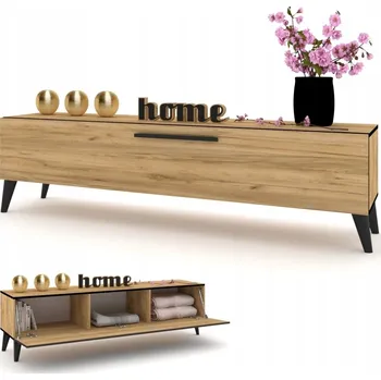 Komoda TV stolek / Komoda SIMPLY Craft, provedení Craft černá, černé dřevěné nohy, 100 cm