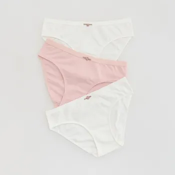 Dívčí oblečení Reserved - Sada 3 bavlněných kalhotek - krémová - 833GX-01X - 833GX-01X-U15