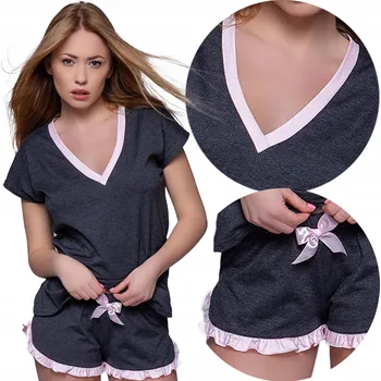 Dámské pyžamo Sensis dámské pyžamo bavlna Nadia krátké pyžamo šedé velikost XL