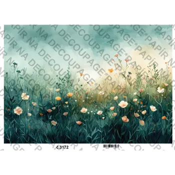 Umělecký papír Rýžový a soft papír na decoupage - Květinový - KB3172 Materiál: Soft, Rozměr: A4