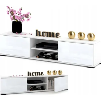 Komoda Stojící skříňka pod TV, police, komoda, stolek pod televizor King, bílý lesk, 180 cm