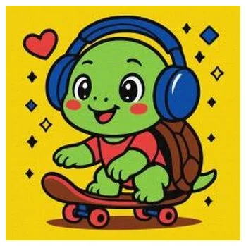 Set školních potřeb Malowanie po numerach - Żółwik na deskorolce 25x25