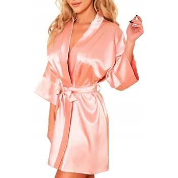 Dámský župan DÁMSKÝ ŽUPAN Župan Panama Pink L Růžová Sexy Krátký Volný Střih Vázání