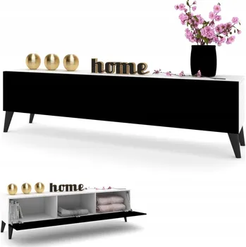 Komoda TV stolek / Komoda SIMPLY, bílý mat, černé dřevěné nohy, 160 cm