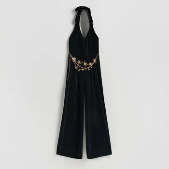 Dámské šaty Reserved - Kombinéza s ozdobným opaskem - černý - 952HU-99X - 952HU-99X-XS