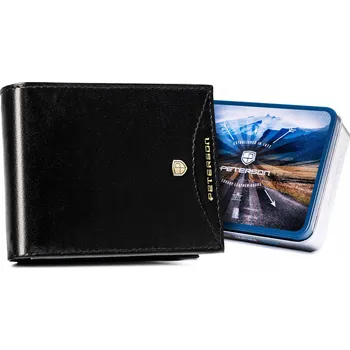 Peněženka Pánská kožená peněženka PETERSON malá bez zapínání černá z pravé kůže