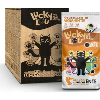 Krmivo pro kočku 9kg Lucky Lou Adult drůbeží a kachní granule pro kočky