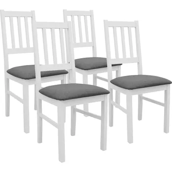 Jídelní židle Sada 4x dřevěných židlí BOS04 Bílá/Grafitová