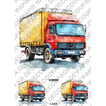 Umělecký papír Rýžový a soft papír na decoupage - Kamion - KB3214 Materiál: Soft, Rozměr: A4