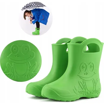 Dívčí holínky Dětské Holínky Žabky lehké EVA gumáky s vložkou Zelené 22-23