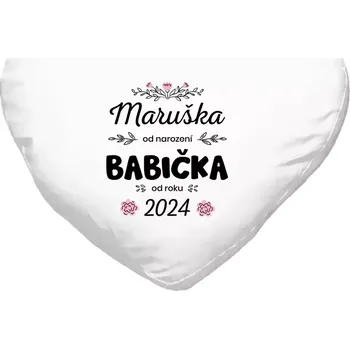Polštář Polštář srdce 40x35 cm Jméno od narození, babička od roku
