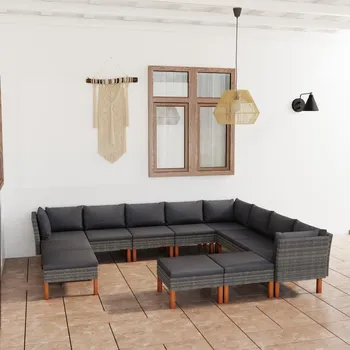 12dílná zahradní sedací souprava s poduškami polyratan šedá IM_3059725