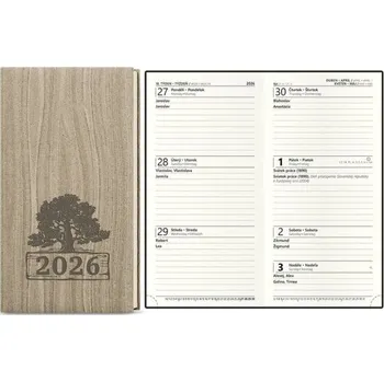 Diář Diář Jakub Wood, týdenní, kapesní, světlý hnědý 2026