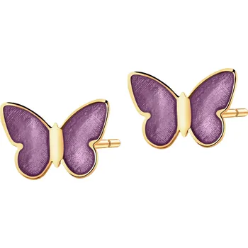Náušnice Zlaté náušnice se smaltem - motýli - AP541-6574