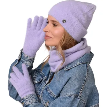 Čepice Alur sada: čepice, nákrčník (rolák) a rukavice, univerzální velikost, fialová