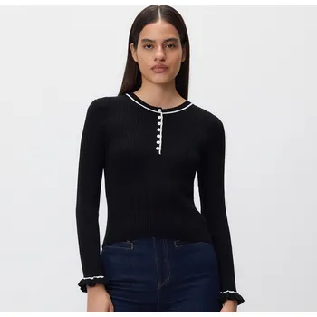 Dámský svetr Reserved - Žebrovaný pletený svetr - černý - 039GS-99X - 039GS-99X-XL