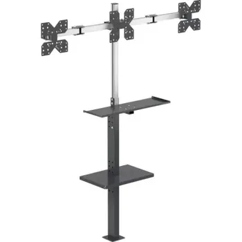 Dílenský stůl Vertikální stojan s přihrádkou, s poličkou a třemi držáky na monitor