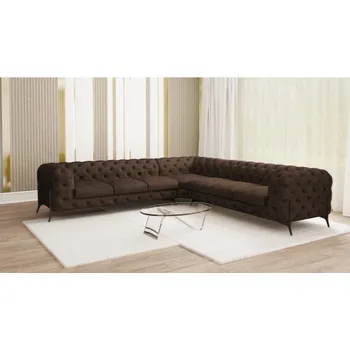 Sedací souprava Luxusní sedací souprava CHELSEA BIS L 323x323 Barva: hnědá, Nožičky: Matně černé