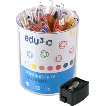 Pastelka EDU3 Obličejové barvy v dřevěné tužce D20, 11 barev/20 ks + 1 ořezávátko v plastové doze